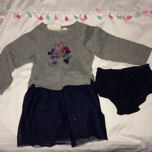 B.Gap Mickey&Minnie L.Sleeve Dress w/Diaper Cover
